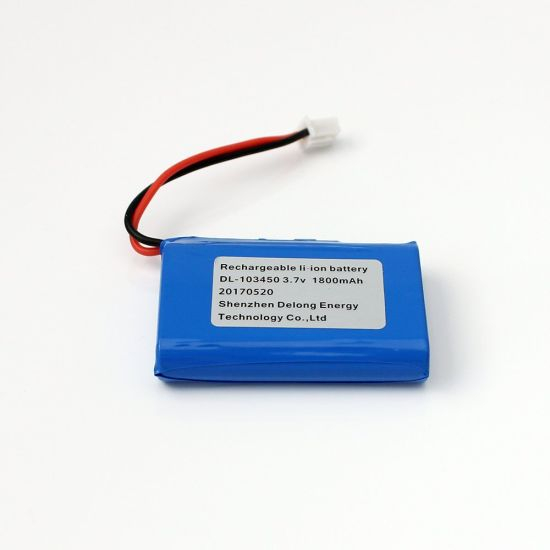 Wiederaufladbarer 3,7 V 1800 mAh 103450 Aluminium Shell Lithium-Ionen-Akku mit Jst-Anschluss