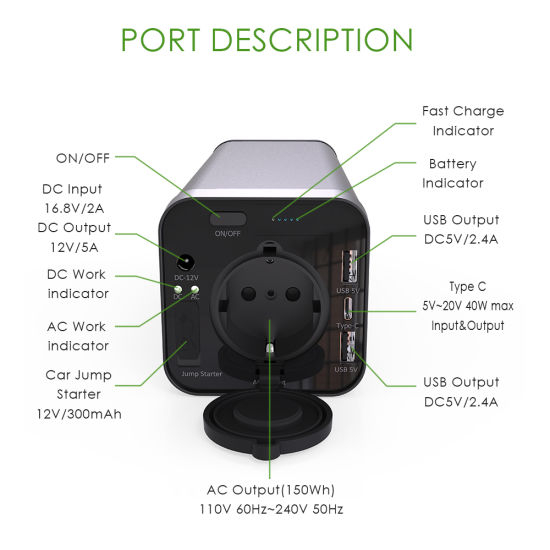 150wh 110V AC Mini Power Bank für den Außenbereich