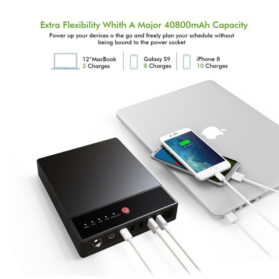 40000mAh Multifunktionale Solar Wireless Pd Power Bank für Laptop mit vier USB-Anschlüssen Blitzlicht