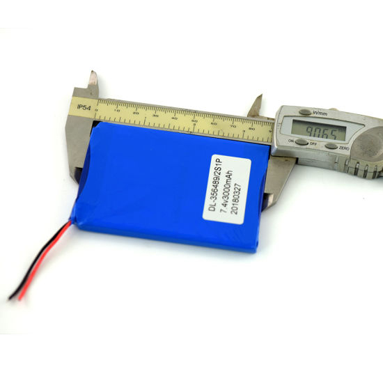 7,4 V 3000 mAh wiederaufladbarer Lithium-Polymer-Akku mit PCM und Drähten